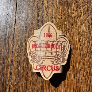 VINTAGE 1966 Breakthrough Circus Leather Neckerchief Slide BOY SCOUT CUB SCOUT